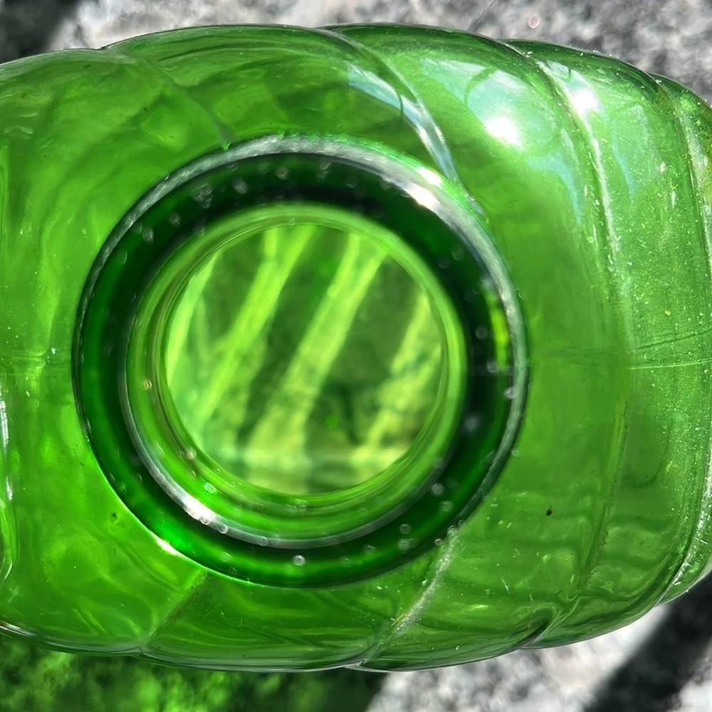 Vintage Green Duraglass Refrigerator Bottle Green Diagonal Lines Art Deco No Lid